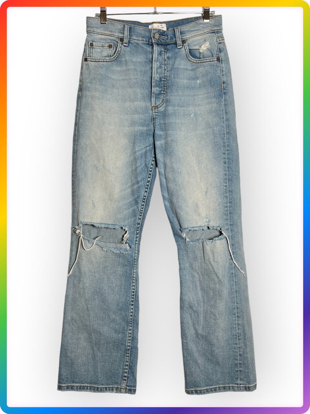 Boyish Brady High Rise Jeans SIZE 28 Blue Angel Distressed Button Fly